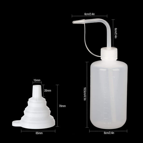 Hyber&Cara Safety Wash Bottle 3Pcs 250ml Plastic Squeeze Bottle with Cap for Lab Plant Watering Tattoo Wash Bottle with 1Pc Silicone Funnel...