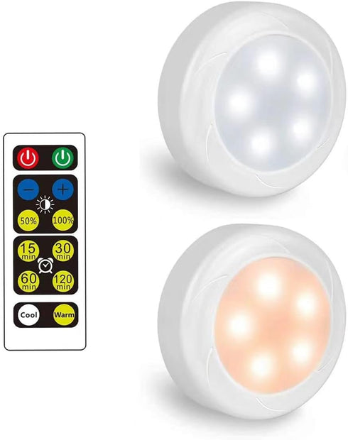 2 Pack Battery Operated Light Bulbs for Lamps with Remote,Replacement AA Bulbs,Battery Powered LED Puck Lights With E26 Screw in Non Electric Wall...