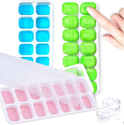 Ice Cube Tray 3 Pack, Easy Release Silicone Trays for Freezer, Nugget Ice Cube Tray, BPA Free, Stackable...
