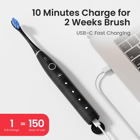 Oclean Electric Toothbrush for Adults, 150 Days Battery Life Electric Toothbrush, USB Rechargeable Sonic Travel Toothbrush with 6 Brush Heads & Tr...
