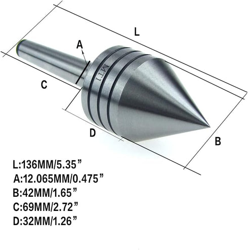 HFS(R) Heavy Duty Live Tailstock Center with 60 Degree Tip Wood Lathe Tool for Woodworking Projects (#1 Morse Taper)...