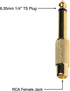6.35mm 1/4" TS Plug to RCA Female Jack Adapter Connector - 6.35mm Mono Male to RCA Female, Gold-Plated, 10 Pack...