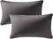 DEZENE Throw Pillow Covers 12x20 Dark-Grey: 2 Pack Cozy Soft Velvet Rectangular Decorative Pillow Cases for Farmhouse Home Decor...