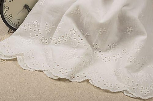 2 Yards of 19cm Width Floral Embroidered Cotton Eyelet Fabric Trim...