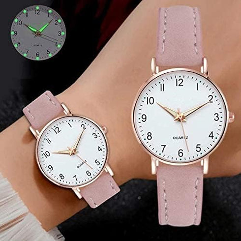 Classic Women's Wrist Watches with Easy-to-Read Luminous Dial, Quartz Movement and Leather Band - Vintage Small Face Round Watches for Ladies...