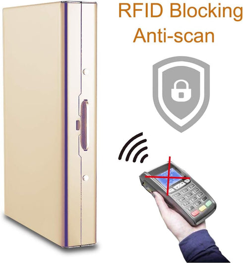 EASTNIGHTS RFID Credit Card Holder Protector Metal Credit Card Wallet Business Card Holder for Men Women Gift Box Package (Gold)...