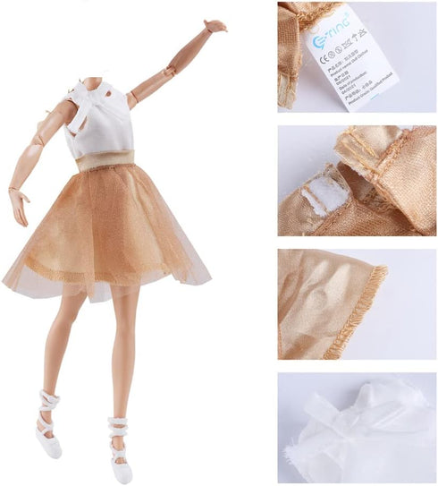 E-TING 3 Sets Ballerina Doll Clothes Chiffon Ballet Outfits Dance Dress Tutu Skirt with 3 Ballet Shoes for 11.5 Inch Girl Dolls...