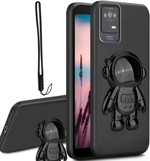 Astronaut Hidden Stand Case Cover for TCL ION X/TCL ION V, 6D Plating Spaceman Cartoon Cute Phone Case Cover Shockproof TPU Protective Case for TC...