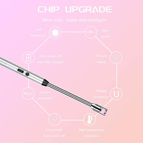 Candle Lighter Electric Lighter Rechargeable Arc Lighter with LED Battery Display360° Flexible Neck Flameless Grill Long Lighters for Light Candle...