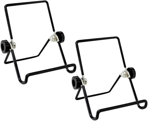 2 Pieces Book Holder Metal Plate Stand Picture Frame Stand Adjustable Easel Stand Foldable Book Display Stand Photo Holder Stand Plate Display Sta...