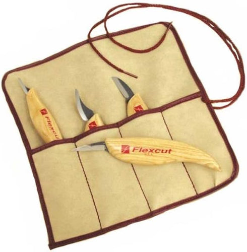 Flexcut Wood Carving Tools Set 4 Piece Carving Knife Set KN100, Whittling Knives Include Solid Ash Handle...