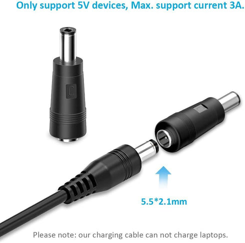 5V USB to DC Power Cable,Universal 5V DC 1.5M Charging Cable Power Cord with 11 Interchangeable Plugs Connectors Adapter for Webcam Router, Power ...
