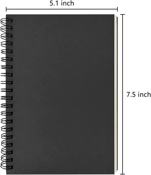 DSTELIN Blank Spiral Notebook, 2-Pack, Soft Cover, Sketch Book, 100 Pages / 50 Sheets, 7.5 inch x 5.1 inch, 100GSM, (Black)...