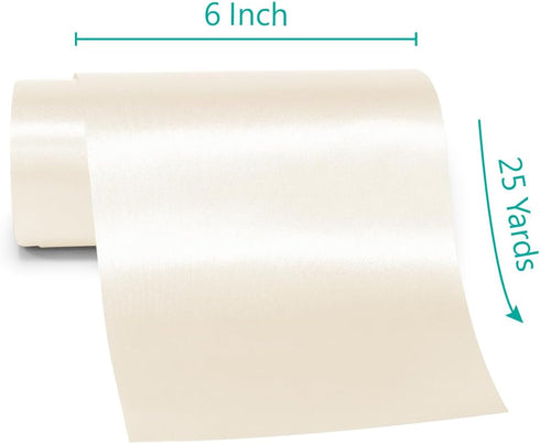 CT CRAFT LLC 6" x 25 Yards Ivory Double Face Satin Cut Edge Fabric Ribbon for Christmas Home Decor Gift Wrapping Crafts Wedding Ceremony Car Bow C...