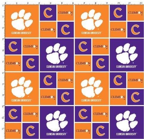 SYKEL ENTERPRISES Clemson Tigers Cotton FABRIC-100% Cotton Clemson Tigers Fabric Sold by The Yard-Clemson Tigers Cotton #20 SYKEL...