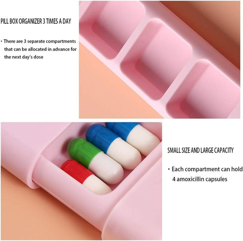 Travel Pill Organizer 3 Times a Day Pill Box Organizer for Pills Vitamin Fish Oil Supplements, Matte Surface, Sealed and Waterproof (Pink,1PCS)...