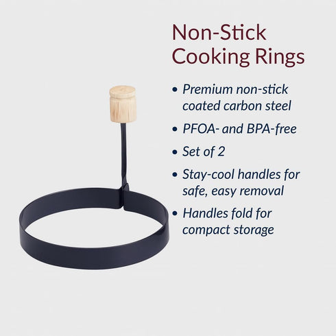 HIC Kitchen Non-Stick Fried and Poached Egg and Pancake Cooking Rings, Round Shaped, PFOA and BPA Free, Set of 2...