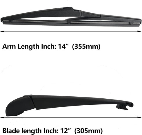 Rear Windshield Wiper Blade Arm Kit - Replaces 2007-2012 Hyundai Santa Fe Rear Wiper Blade and Rear Wiper Arm...