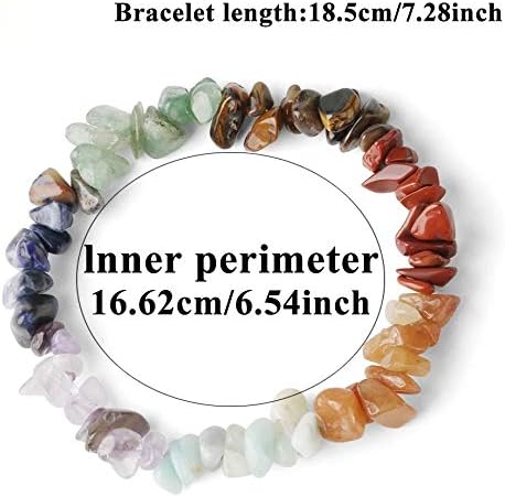 5 Pcs Natural Gemstone Chakra Crystal Healing Chip Stretch Bracelets,Gemstone Polished Irregular Crystals Stone Reiki Yoga Chipped Gravel Bead Jew...
