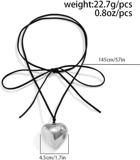 Chunky Puffy Heart Choker Necklace Big Heart Charms Pendant Necklace for Women Y2K Aesthetic Simple Jewelry...