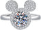 Halo CZ Mouse Statement Ring for Women Girls Silver Plated Cubic Zirconia Cute Mice Animal Promise Adjustable Expandable Finger Band Ring Comfort ...