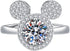 Halo CZ Mouse Statement Ring for Women Girls Silver Plated Cubic Zirconia Cute Mice Animal Promise Adjustable Expandable Finger Band Ring Comfort ...