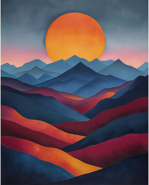 Natuyalo Paint by Numbers for Adults - DIY Adult Paint by Number Kits Painting on Canvas Mountain Painting by Numbers for Beginners, Sunset Landsc...