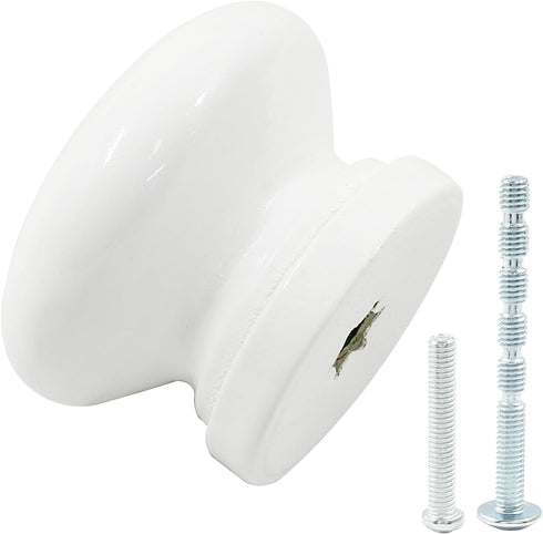 12 Packs Solid Wood Round Kitchen Cabinet Knobs, 1.34 Inch Diameter Wood Pulls, White Drawer Pulls, Dresser Drawer Handles Knobs...