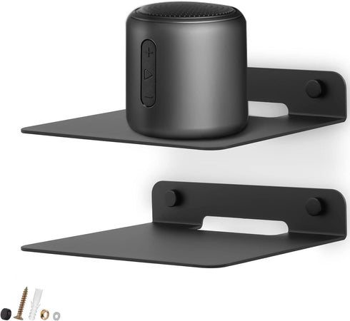 WISDING Small Floating Shelves, 6'' Wall Metal Speaker Mount Shelves for Bluetooth Speaker, Webcam, Cell Phones, Mesh Router, Toy Display Shelf Sp...