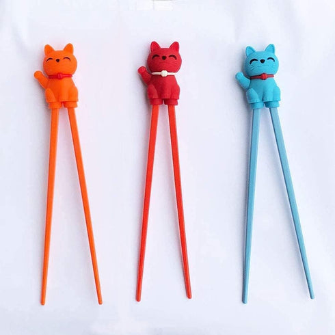 Cute Tableware Learning Training Helper Chopsticks for Kid Beginner Adult (3pcs, Lucky cat)...