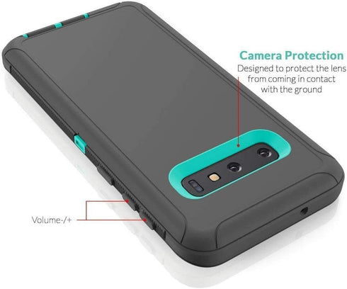 Galaxy S10 Defender Case, Protective Defender Shockproof Hybrid Case Dual Layer Design Hard Cover Compatible with Samsung Galaxy S10 (Purple-Teal)...