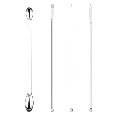 4 Pcs Lab Micro Spoon and Spatula Set, Stainless Steel Double-Ended Lab Spatulas Sampling Spoons Micro Scoopulas Weighting Set...