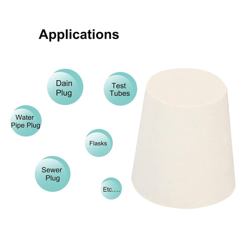 MECCANIXITY Rubber Tapered Plug 22mm to 28mm Solid Test Tubes Bungs Stopper White for Lab Home 12 Pieces...