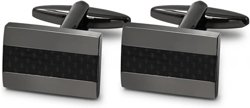 Mr.Van Handcrafted Carbon Fiber Cufflinks Rhodium Plated Cuff Links Set Business Christmas Gift...