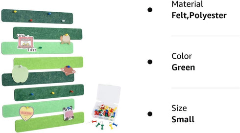 8Pcs Green Cork Board Bar Strips with 50 Pushpins & Sticky Notes, Self-Adhesive Bulletin Board Strips No Damage for Wall, Felt Pin Board for Paste...