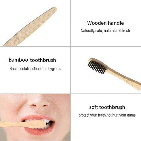 Wooden Toothbrushes for Kids Charcoal Based Soft Bristle Natural Toothbrushes Colorful Bristles Handles for Boys Girls 6 Pcs...