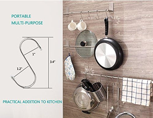 20 Pack 3.4" S Shaped Hooks Stainless Steel Metal Hangers Hanging Hooks for Kitchen, Work Shop, Bathroom, Garden...