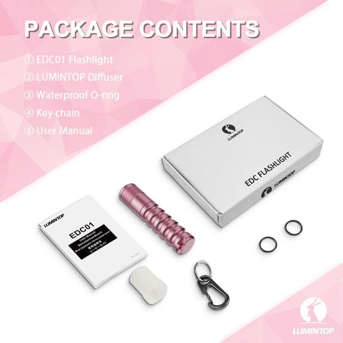 LUMINTOP EDC01 Pink Keychain Flashlight 120 lumen AAA Flashlight 32 Hours Long Lasting IPX-8 Waterproof EDC light for Everday...