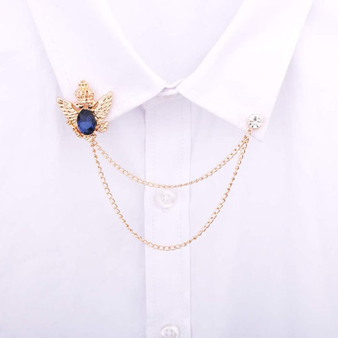 3PCS Men's Brooch Suit Pin Badge with Chains Brooch Buckle Chain Collar Lapel Pin for Men Shirt Collar Pin Chain Brooch Decoration Metal Brooch Pi...