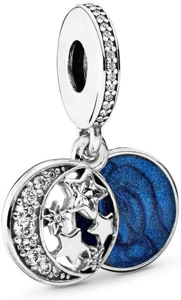 Vintage Moon Blue Sky Star Dangle Charm for Bracelets Engraved I Love You to The Moon and Back...