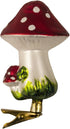 Kurt Adler 2-Piece Glass Clip-On Mushroom Ornament Set, 4-Inch,Christmas...