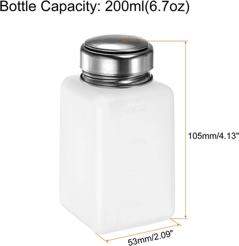 3pcs Solvent Alcohol Dispensers 200ml(6.7oz) Push Down Liquid Dispenser Pump with Sealing Stainless Steel Lid for Acetone Cleanser Polish Remover,...