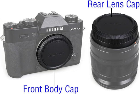 Rear Lens Cap + Fuji X Body Cap Cover for Fujifilm X-T5 X-T4 X-T3 X-E4 X-T2 X-T1 X-S10 X-T30 II X-T20 X-T10 X-T200 X-T100 X-PRO3 X-PRO2 ..X Mount ...