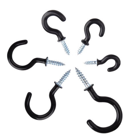 KUUQA Cup Hook Kit Black Vinyl Coated Ceiling Screw Mug Hooks, 70 Pieces, 6 Sizes...