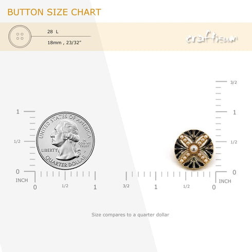 20 pcs Faux Pearls Inlaid Retro Pattern Enamel Openwork Golden Metal Shank Sewing Buttons - 18mm - 23/32"...