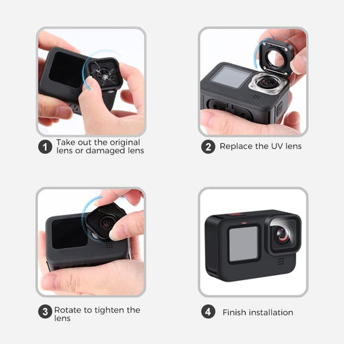 Lens Replacement for GoPro Hero 11/Hero 10/Hero 9 Black,UV Protective Glass Cover Action Camera Accessories Kits(Black)......