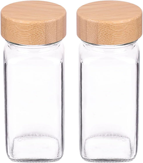 Churboro Replacement Glass Spice Jars with Bamboo Lids- 4 oz Square Spice Jars...