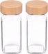 Churboro Replacement Glass Spice Jars with Bamboo Lids- 4 oz Square Spice Jars...