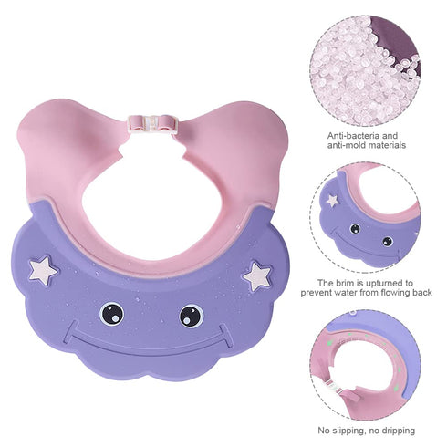 2 Pcs Baby Shower Cap Adjustable Girls Boys Hair Washing Shield Waterproof Ear Protective Shampoo Hat Soft Bath Head Cap Visor...