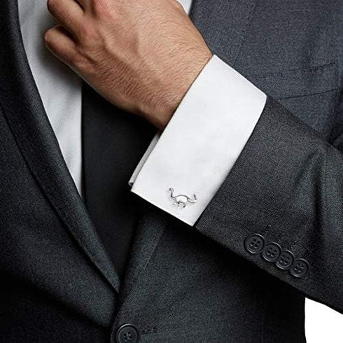 Shiny Silver Tone Long Neck Dinosaur Cufflinks For Men With Gift Box...